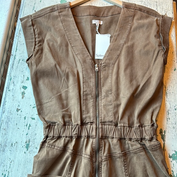 MARY LAWLESS LEE X SPLENDID utility jumpsuit | brown | Small | NWT | RUNS LARGE - Picture 8 of 9